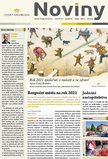 Noviny města Český Krumlov, leden 2021, titulní strana