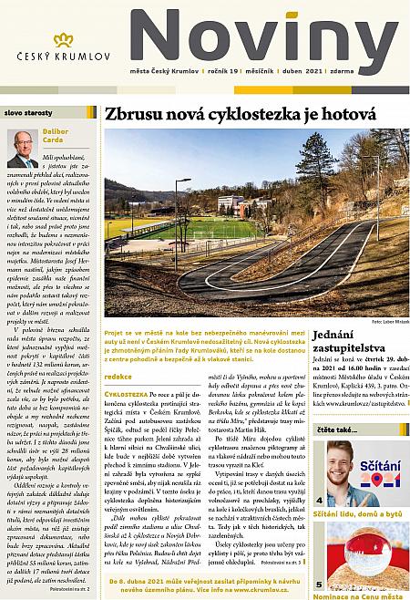 Noviny města Český Krumlov, duben 2021, titulní strana